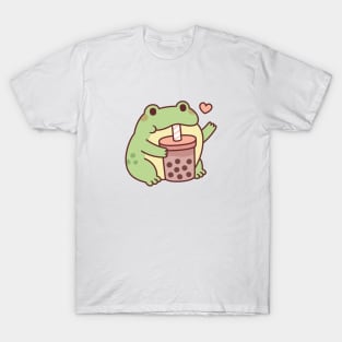 Cute Frog Loves Drinking Bubble Tea T-Shirt